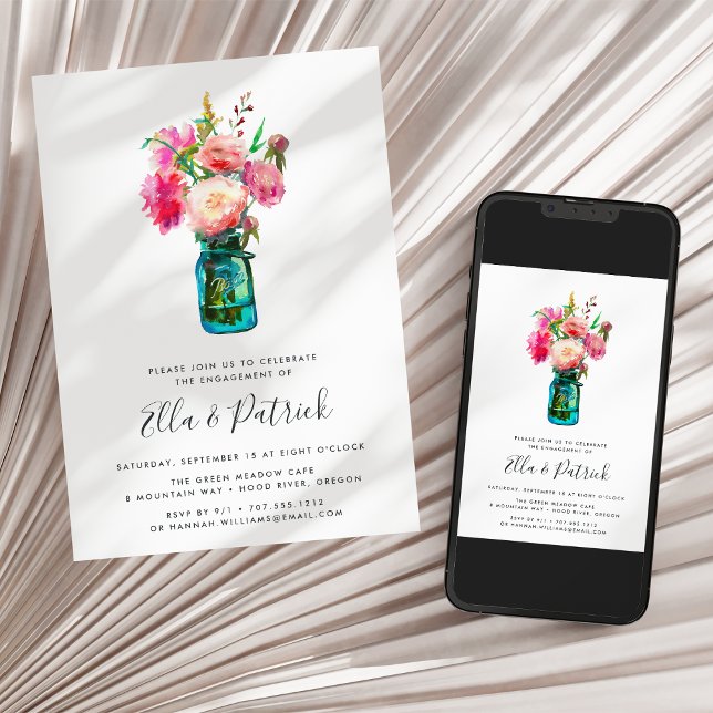 Inbjudan till Peony Bouquet-Förlovningsfesten (Skapare uppladdad)