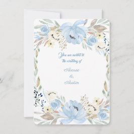 Inbjudan till Peony Flower Powder Blue Watercolor-
