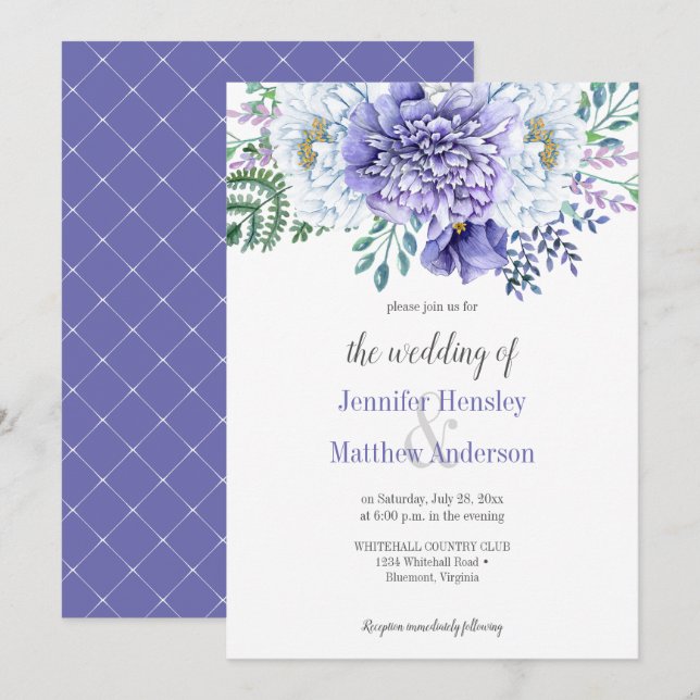 Inbjudan till Peony Passion Wedding (Fram/baksida)