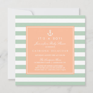 Inbjudan till Pereach och Mint Nautical Baby Showe