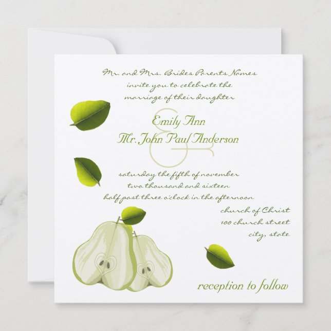 Inbjudan till Perfekt Pear Wedding (Framsida)