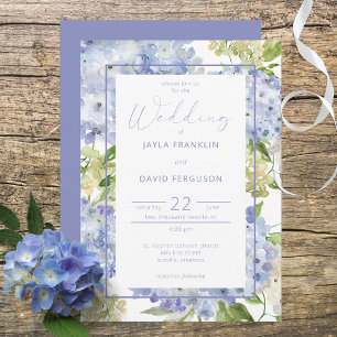 Inbjudan till Periwinkle Blue White Hydrangea Flow