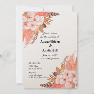Inbjudan till persiko- och Brown Pampas Grass Wedd