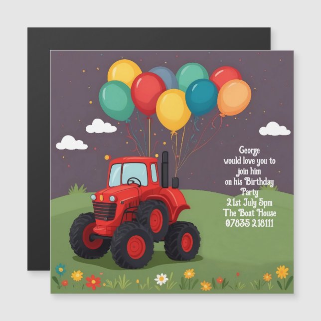 Inbjudan till Personlig av födelsedagsfest. (Fram/baksida)