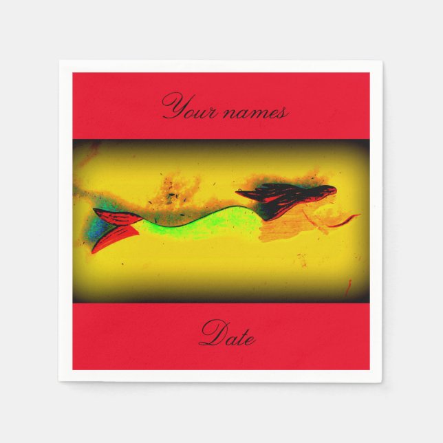 inbjudan till personlig av simsjöjungfru pappersservett (Framsidan)