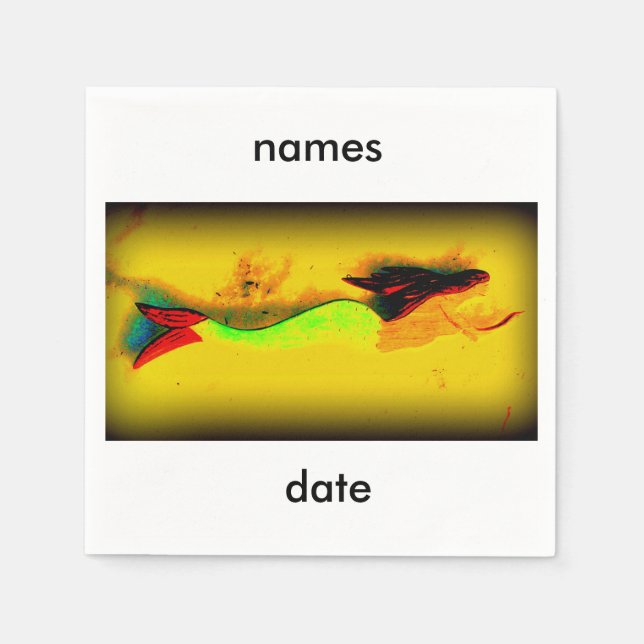 inbjudan till personlig av simsjöjungfru pappersservett (Framsidan)