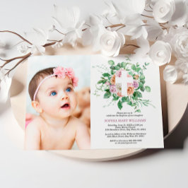 Inbjudan till personlig Blommigt Kor Photo Baptism