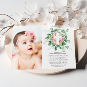 Inbjudan till personlig Blommigt Kor Photo Baptism