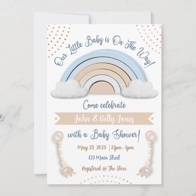 Inbjudan till personlig Boho Baby Shower (Framsida)