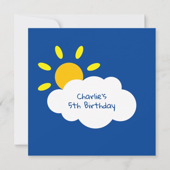 Inbjudan till personlig Cloud & Sunshine Birthday (Framsida)