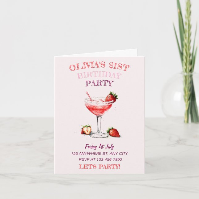 Inbjudan till personlig Cocktail Birthday (Framsida)