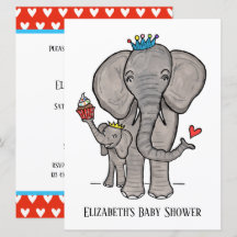 Inbjudan till personlig Cute Elephant Baby Shower