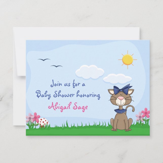 Inbjudan till personlig Cute Kattunge Baby Shower (Framsida)