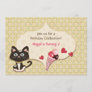 Inbjudan till personlig Cute Kattunge födelsedag