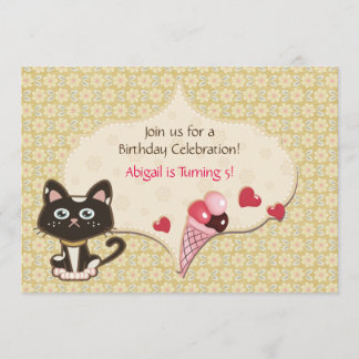 Inbjudan till personlig Cute Kattunge födelsedag
