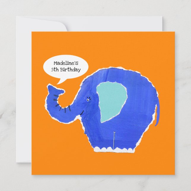 Inbjudan till personlig Elephant Birthday (Framsida)