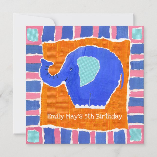 Inbjudan till personlig Elephant Birthday (Framsida)