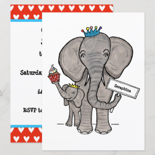 Inbjudan till personlig Elephant och Baby på födel