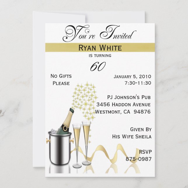 Inbjudan till Personlig för 60 Födelsedagsfester (Framsida)