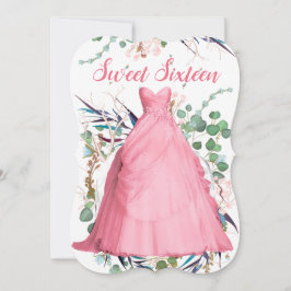 Inbjudan till Personlig för rosa Dress Sweet sixte