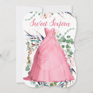 Inbjudan till Personlig för rosa Dress Sweet sixte