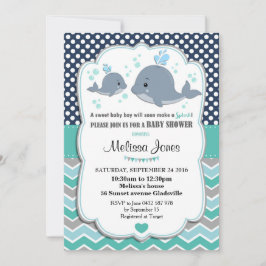 Inbjudan till Personlig för Whale Baby Shower Pojk