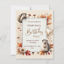 Inbjudan till personlig hösten Hedgehog Birthday t