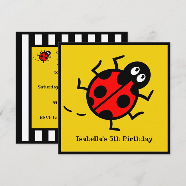 Inbjudan till personlig Ladybird Mönster (Fram/baksida)