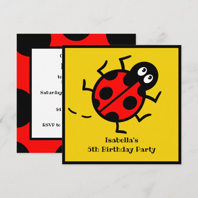 Inbjudan till personlig Ladybird Mönster (Fram/baksida)