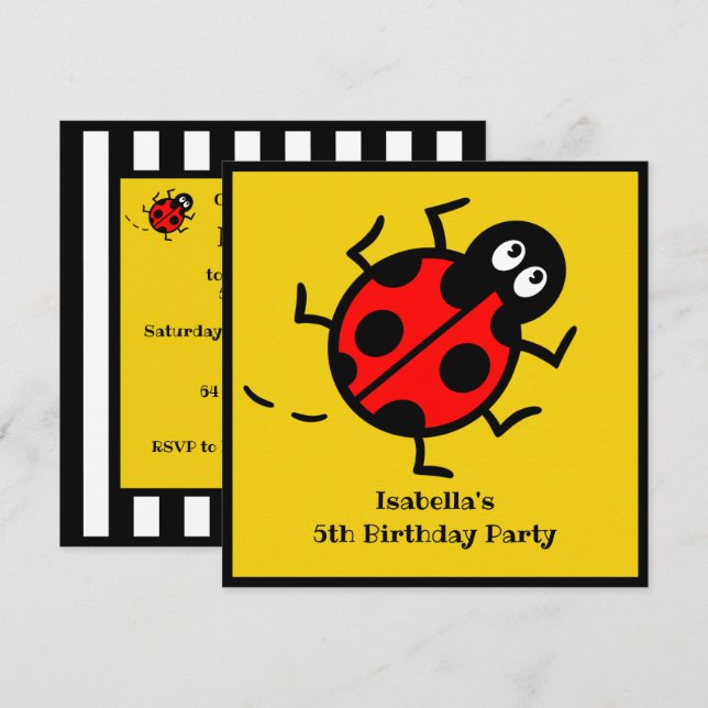Inbjudan till personlig Ladybird Mönster (Fram/baksida)