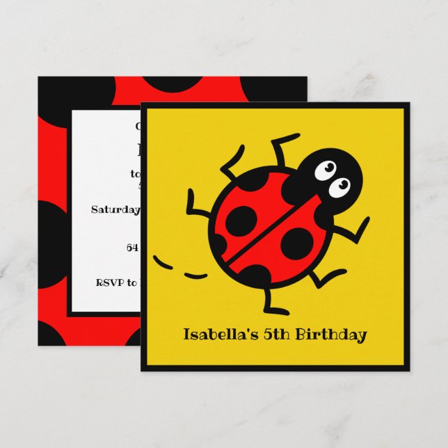 Inbjudan till personlig Ladybird Mönster (Fram/baksida)