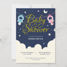 Inbjudan till personlig Måne och stjärnor för baby