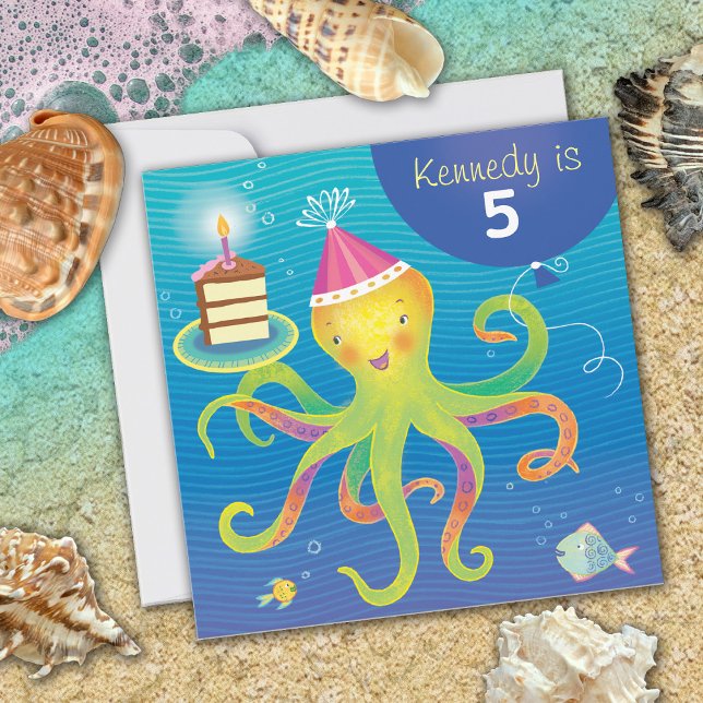Inbjudan till personlig Octopus-födelsedag (Skapare uppladdad)