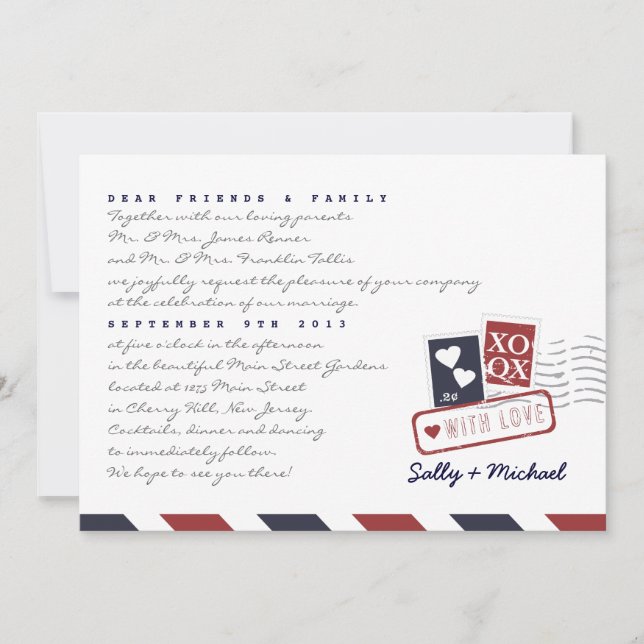 Inbjudan till Personlig om Airmail Kärlek Brev (Framsida)