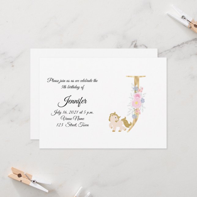 Inbjudan till personlig ponygiga monogram (Fram/Back In Situ)