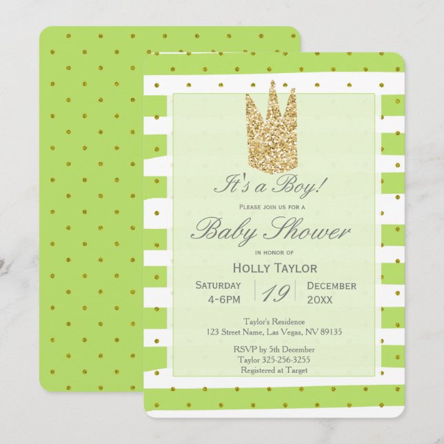 Inbjudan till personlig Prince Baby Shower (Fram/baksida)