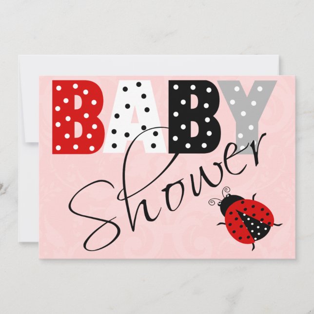 Inbjudan till personlig Red Ladybug Baby Shower (Framsida)