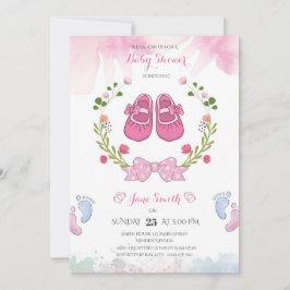 Inbjudan till personlig Rosa Girls Baby Shower