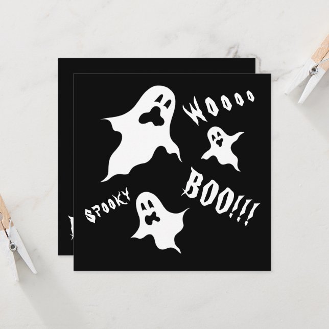Inbjudan till personlig Spooky Halloween Spöken (Fram/Back In Situ)