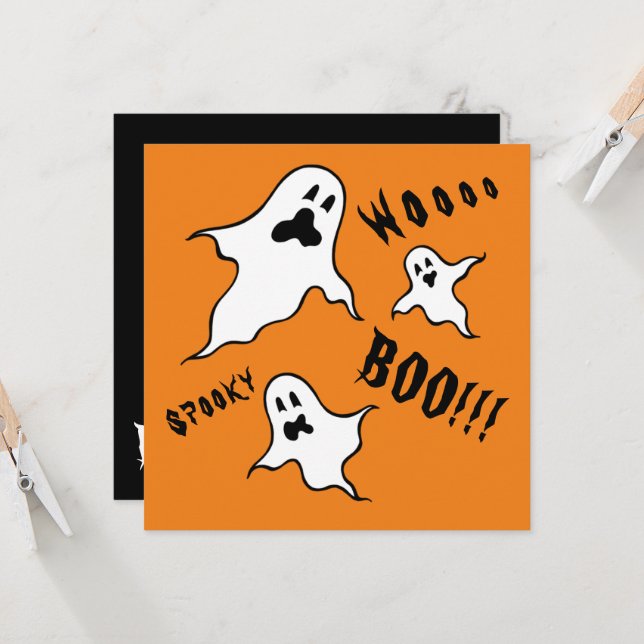 Inbjudan till personlig Spooky Halloween Spöken (Fram/Back In Situ)