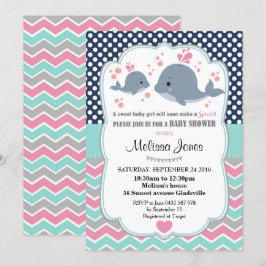 Inbjudan till Personlig till Whale Baby Shower Gir