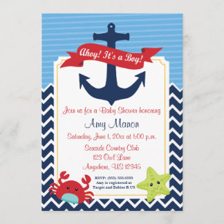 Inbjudan till Personligen Nautical Boy Baby Shower