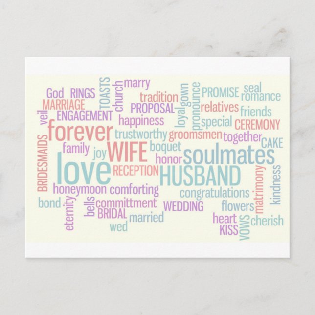 Inbjudan till personligt bröllp vykort (Framsida)