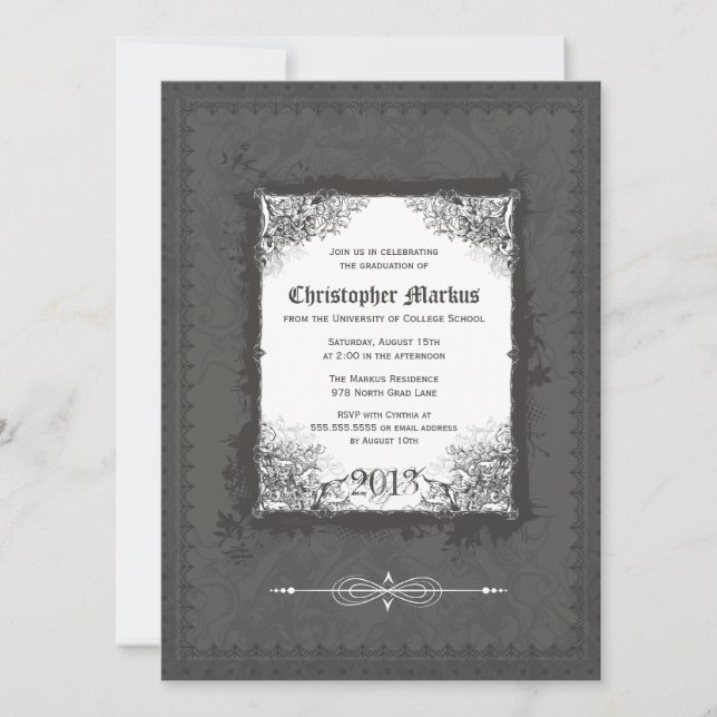 Inbjudan till Pewter rulla ram studentfest (Framsida)