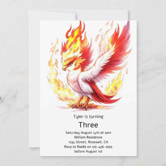 Inbjudan till Phoenix Barns födelsedag (Framsida)