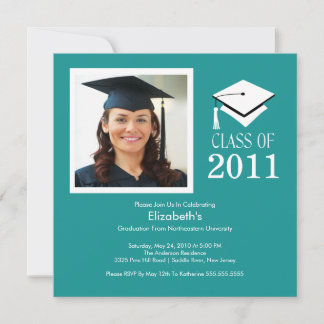 Inbjudan till Photo Studenten Classy Turcouise Whi