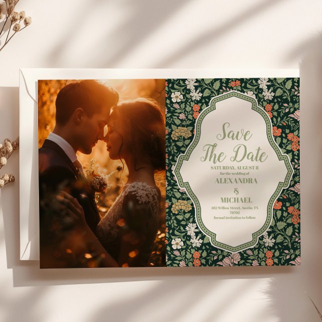 Inbjudan till Photo Vintage bröllop William Morris (Skapare uppladdad)