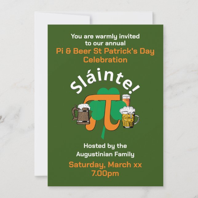 Inbjudan till PI- OCH ÖVRIGA ST PATRICKS DAY (Framsida)
