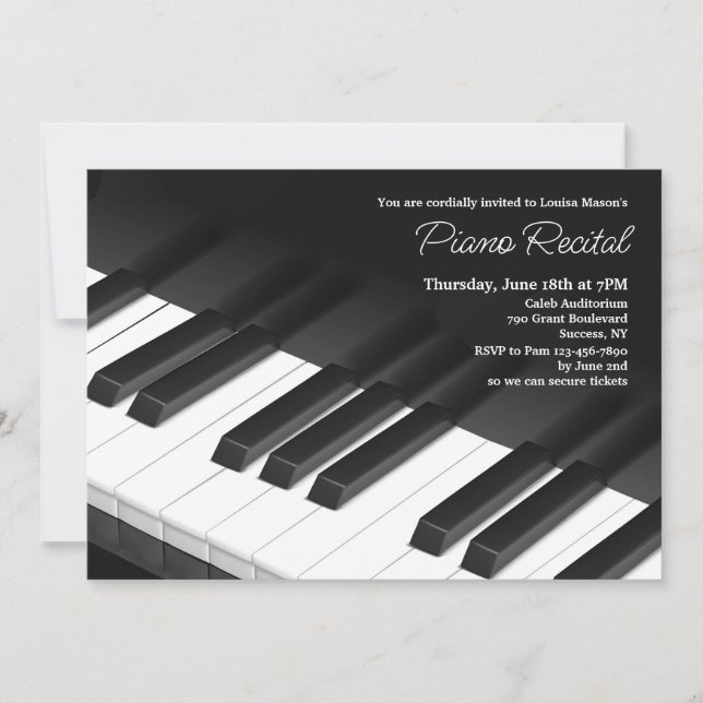 Inbjudan till Piano Nycklar (Framsida)