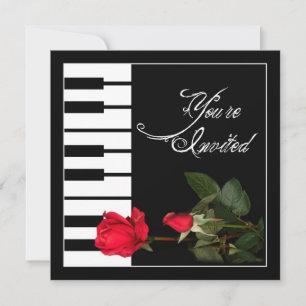 Inbjudan till Piano Nycklar/Röd ros